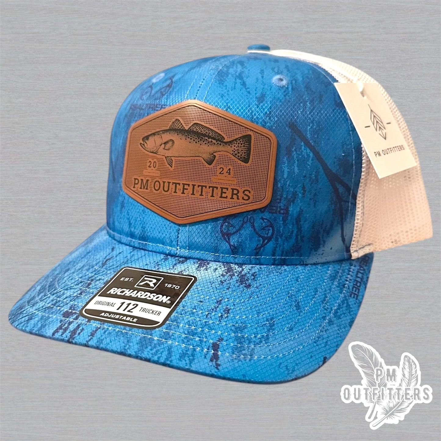 PM Outfitters Custom Logo Speckled Trout Patch | Realtree Fishing Richardson 112 Trucker Hat