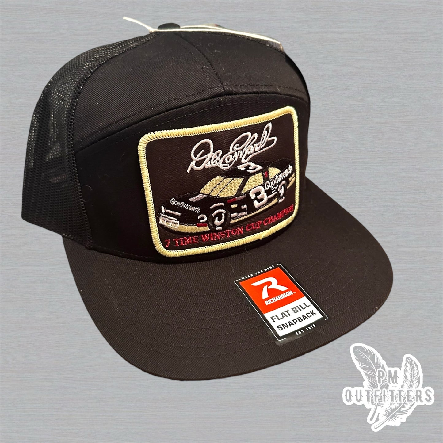 Dale Earnhardt 7 Time Winston Cup Champion Richardson 168 Trucker Hat - NASCAR Legend Black Snapback
