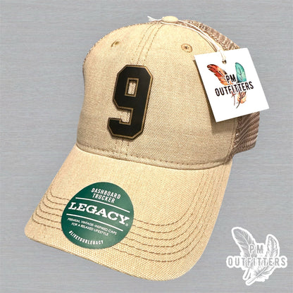 Drew Brees #9 Hall of Fame Hat - PM Outfitters Laser Engraved | Legacy Trucker Tan Saints
