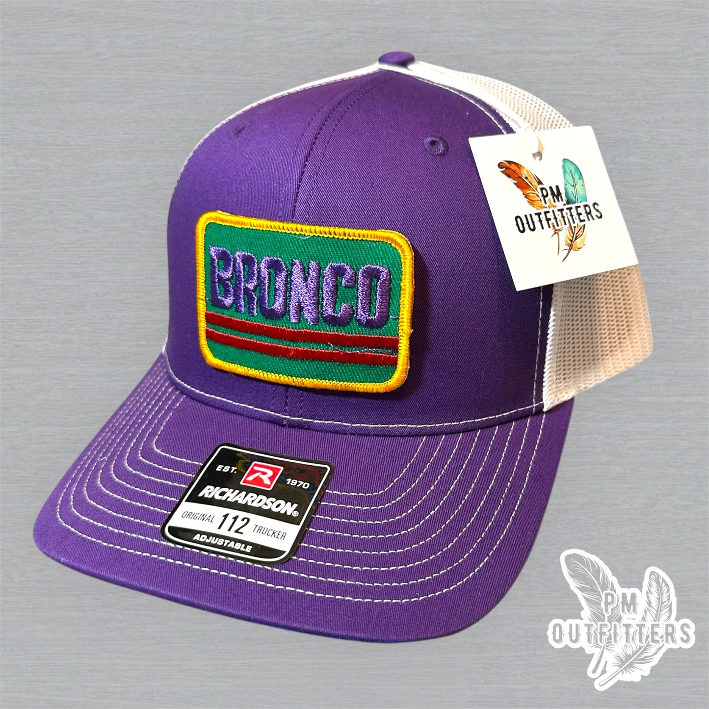 Ford Bronco Vintage Patch Trucker Hat - Richardson 112 Purple White