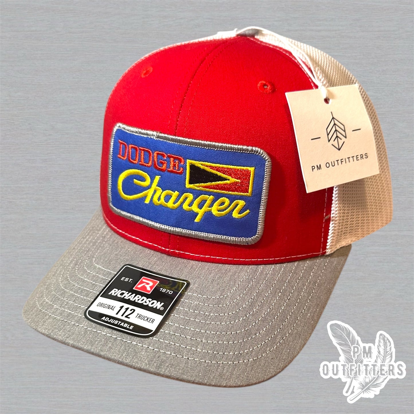 Vintage Dodge Charger Trucker Hat - Red, White & Gray Richardson 112