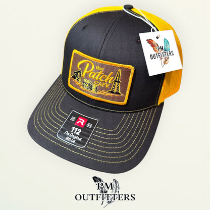 The Patch Cafe Hat | Richardson 112 Black & Gold | Oil Field Americana