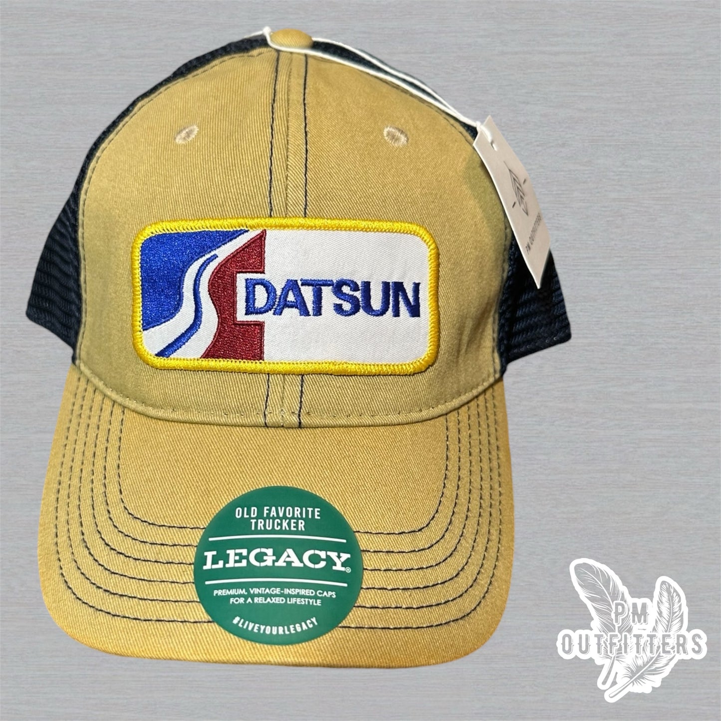 Vintage Datsun Trucker Hat - Tan & Navy Legacy Old Favorite
