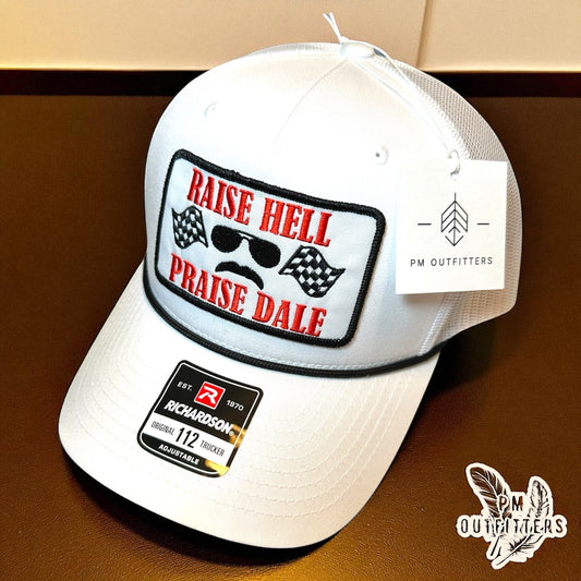 Raise Hell Praise Dale Retro NASCAR Rope Trucker Hat