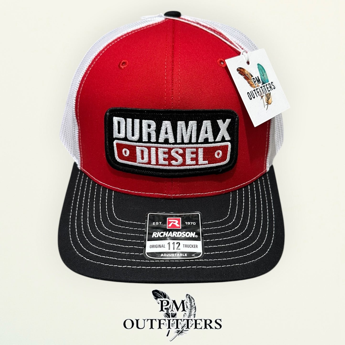 Duramax Diesel Trucker Hat – PM Outfitters Retro Patch | Richardson 112 Red Black White Diesel Truck Heritage