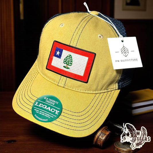 Retro 1861 Mississippi State Flag Patch - Khaki & Navy Legacy Trucker Hat