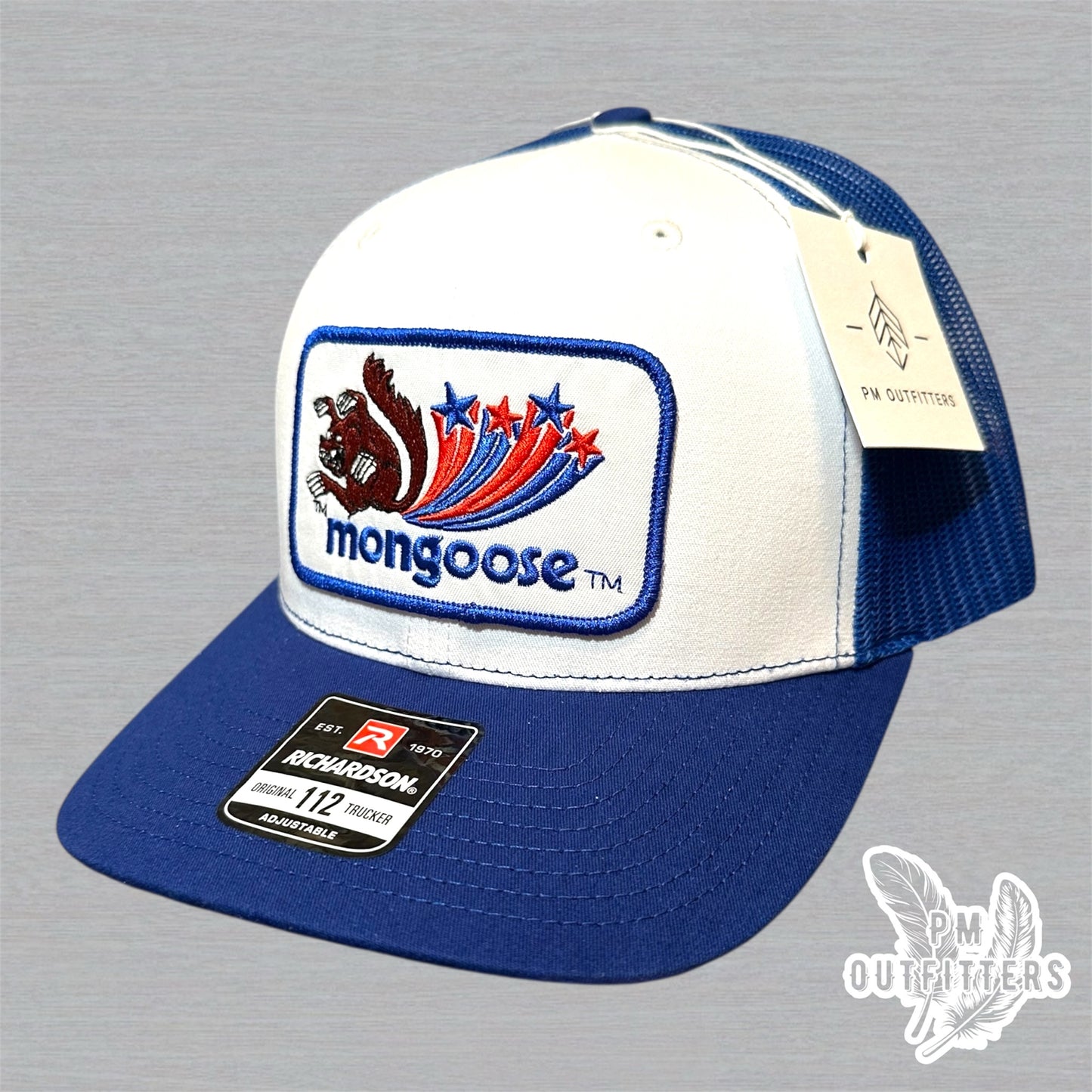 Mongoose BMX Trucker Hat - Retro Patch Richardson 112 Royal Blue White