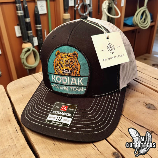 Retro Kodiak Bear Fishing Team Richardson 112 Trucker Hat