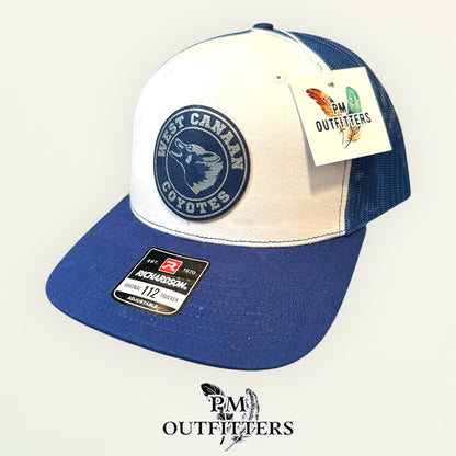 West Canaan Coyotes Trucker Hat — Richardson 112 White & Royal Blue