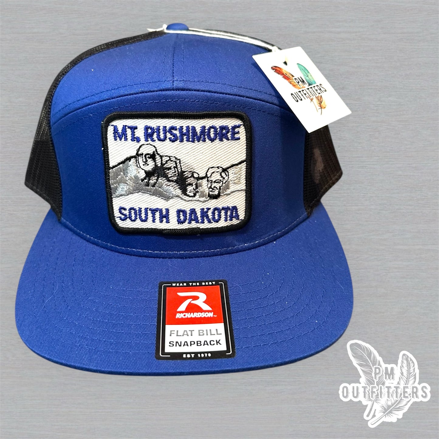 Vintage Mount Rushmore Patch Trucker Hat - Richardson 168 Blue Black