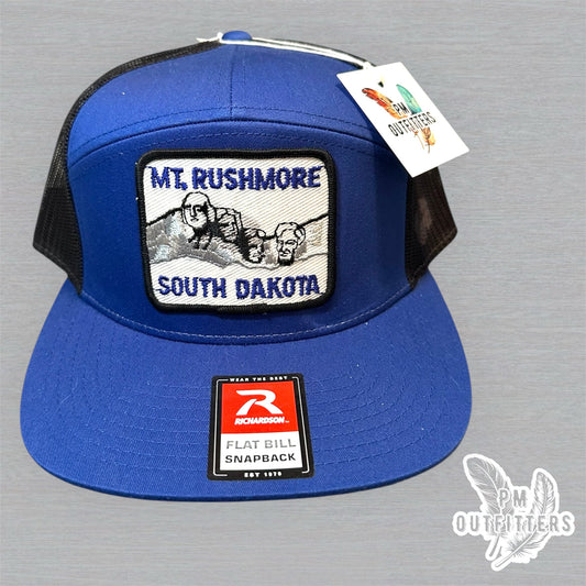 Vintage Mount Rushmore Patch Trucker Hat - Richardson 168 Blue Black