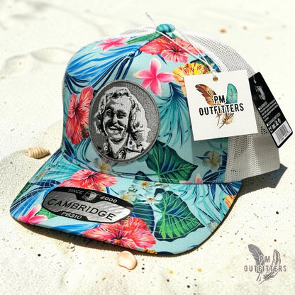 Jimmy Buffett Embroidered Patch Hat – Pitbull Cambridge PB310 Mint Floral 5-panel Trucker | PM Outfitters