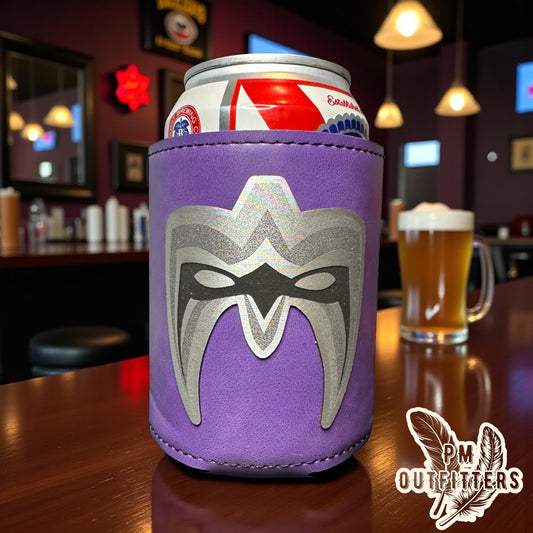 PM Outfitters Custom Laser Engraved Ultimate Warrior Wrestling Mask Premium Leatherette Can Koozie