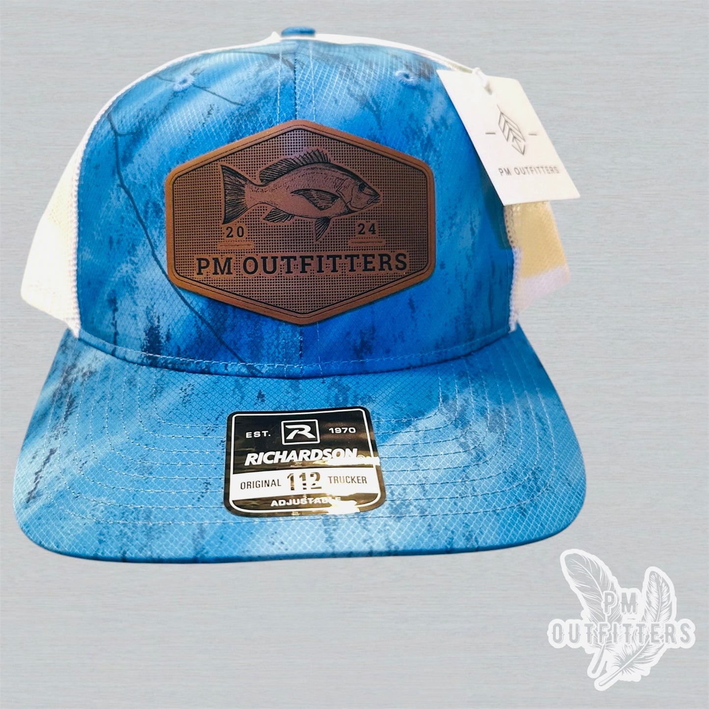PM Outfitters Custom Logo Red Snapper Patch | Realtree Fishing Richardson 112 Trucker Hat