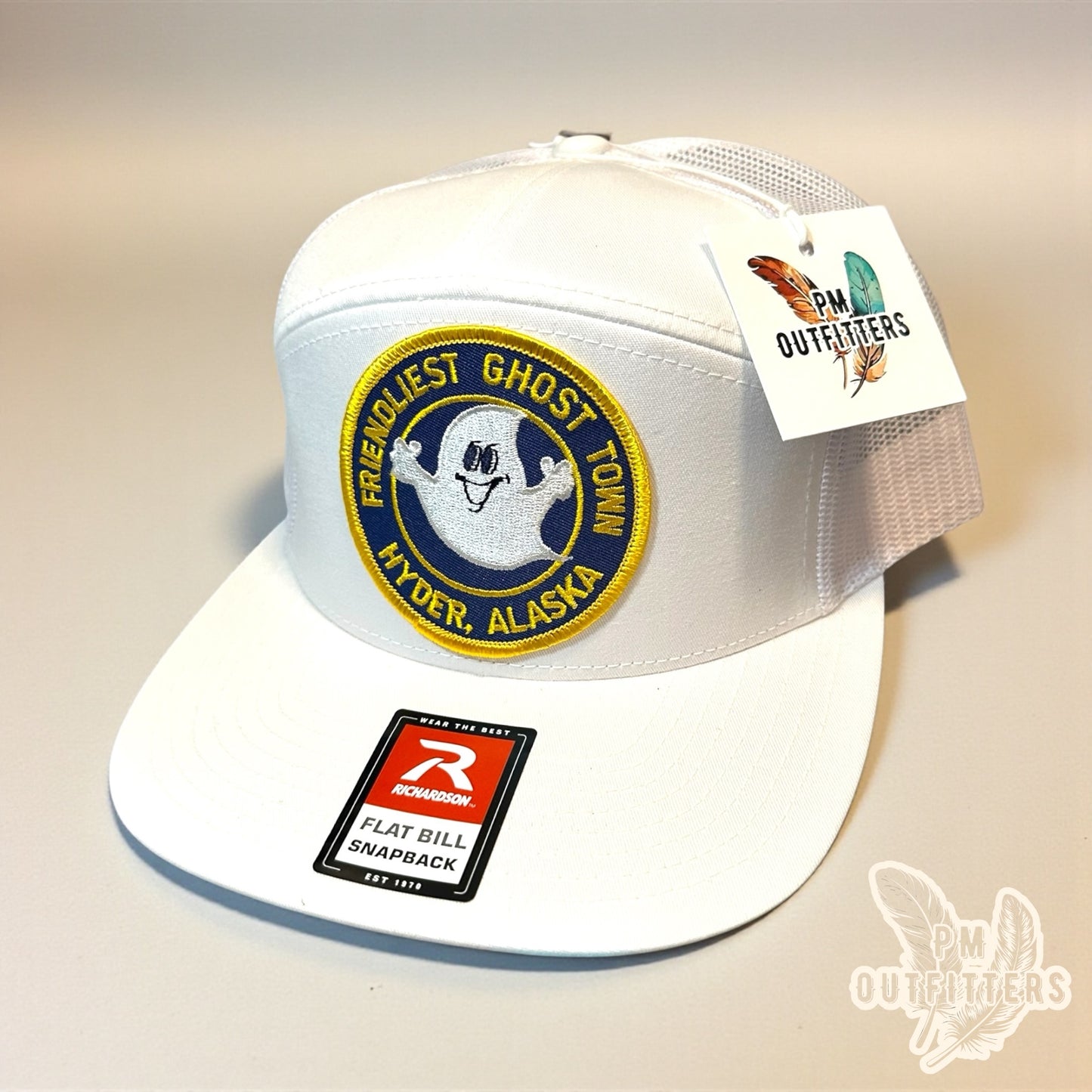 Vintage Hyder Alaska Friendliest Ghost Town Patch Trucker Hat - Richardson 168 White