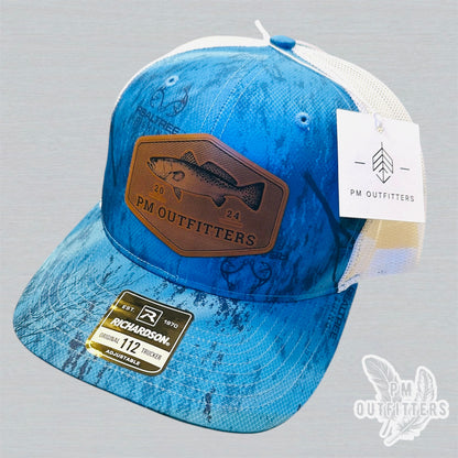 PM Outfitters Custom Logo Speckled Trout Patch | Realtree Fishing Richardson 112 Trucker Hat
