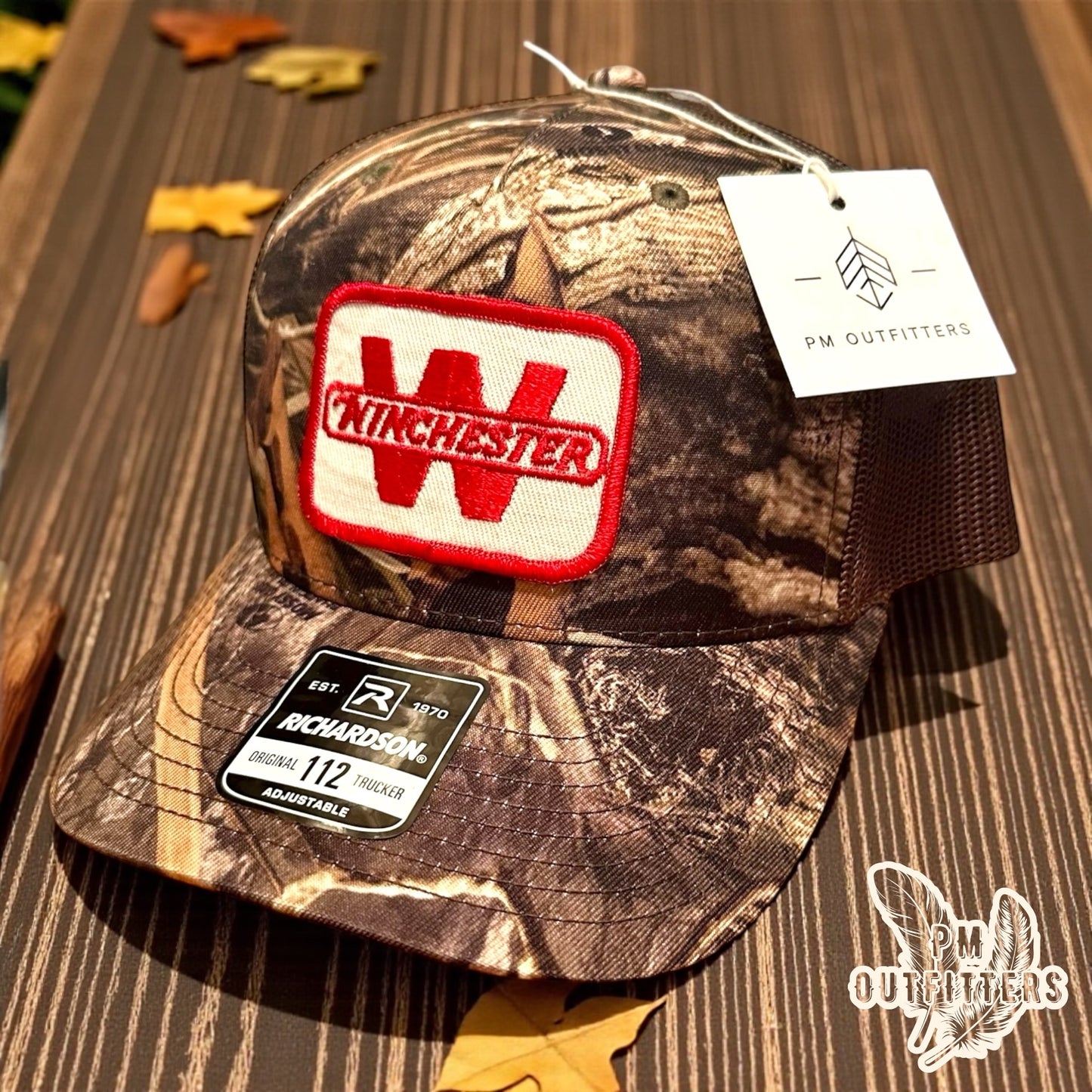 Winchester Firearms Vintage Patch Trucker Hat - Richardson 112 Mossy Oak Shadow Grass Camo