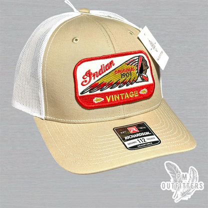 Indian Original Vintage Motorcycle Embroidered Patch Richardson 112 Trucker Hat