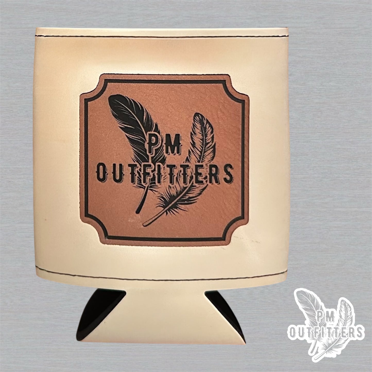 PM Outfitters Custom Laser Engraved Dale Earnhardt Wrangler Jeans Racing Premium Leatherette Can Cooler - Tan Koozie