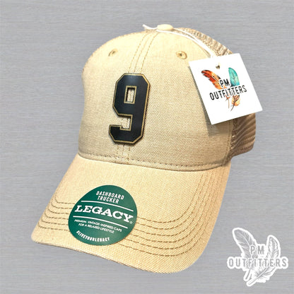 Drew Brees #9 Hall of Fame Hat - PM Outfitters Laser Engraved | Legacy Trucker Tan Saints