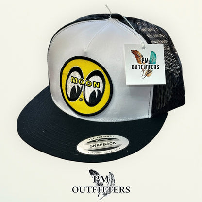 Mooneyes Speed Equipment Hat | Yupoong 6006 White & Black Flatbill