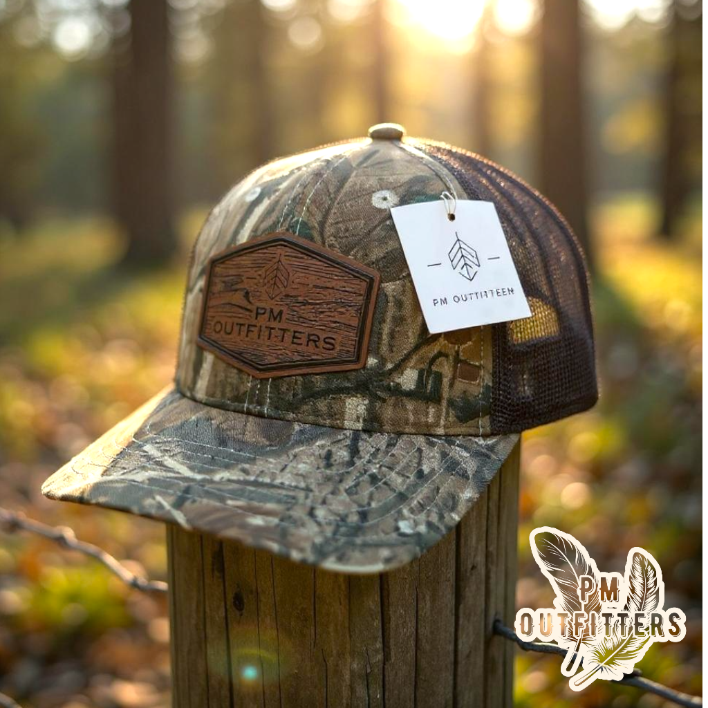 PM Outfitters Wood Grain Logo Camo Meshback Cap