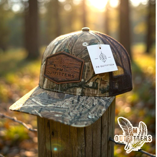 PM Outfitters Wood Grain Logo Camo Meshback Cap