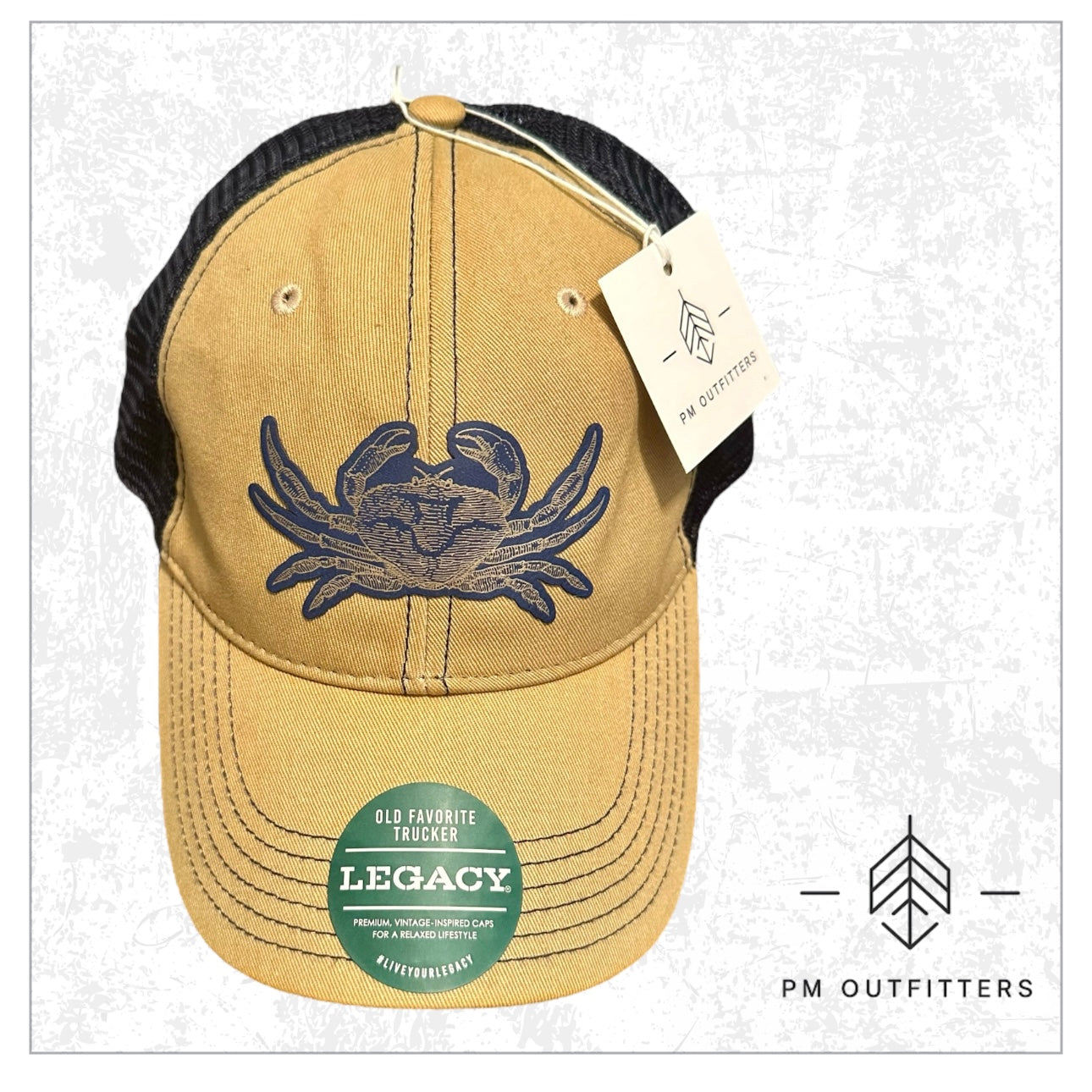 PM Outfitters Blue Crab Custom Design Low-Profile Meshback Hat