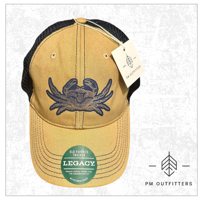 PM Outfitters Blue Crab Custom Design Low-Profile Meshback Hat