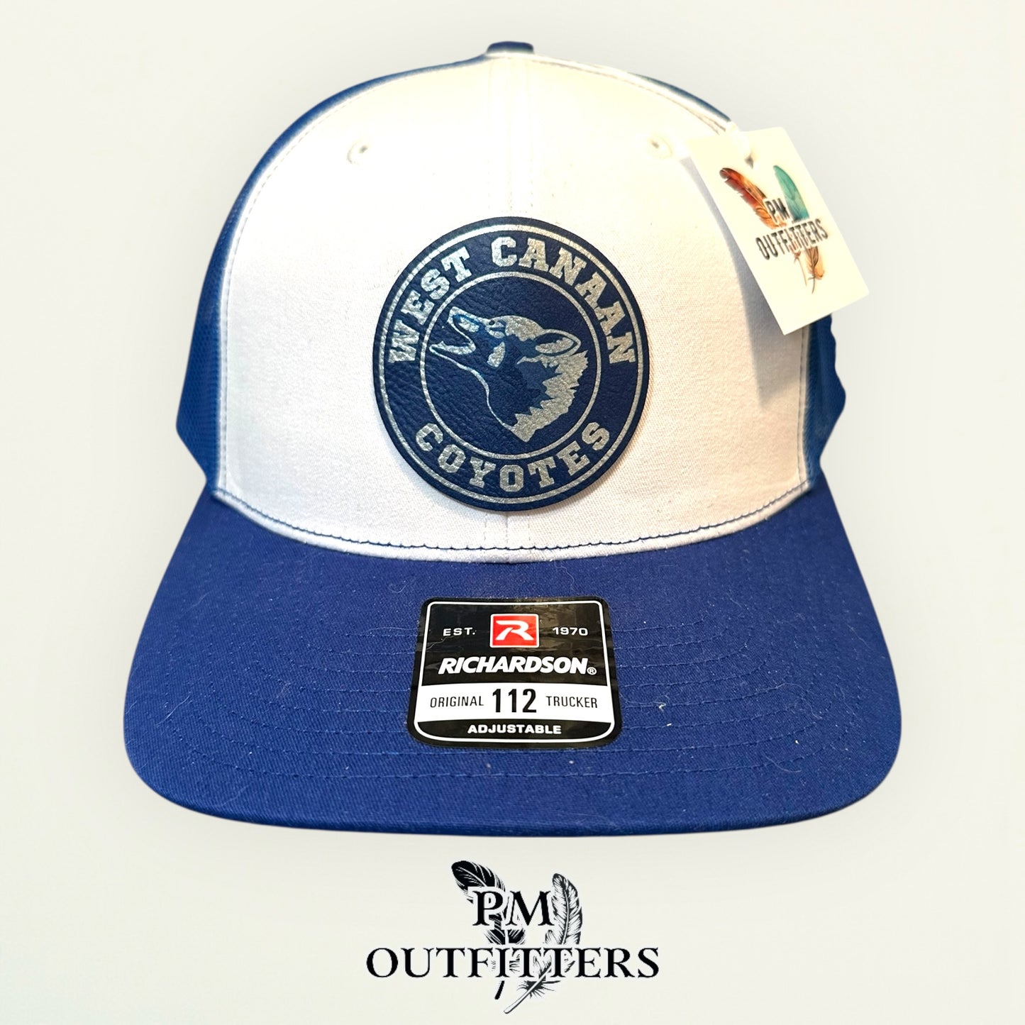West Canaan Coyotes Trucker Hat — Richardson 112 White & Royal Blue