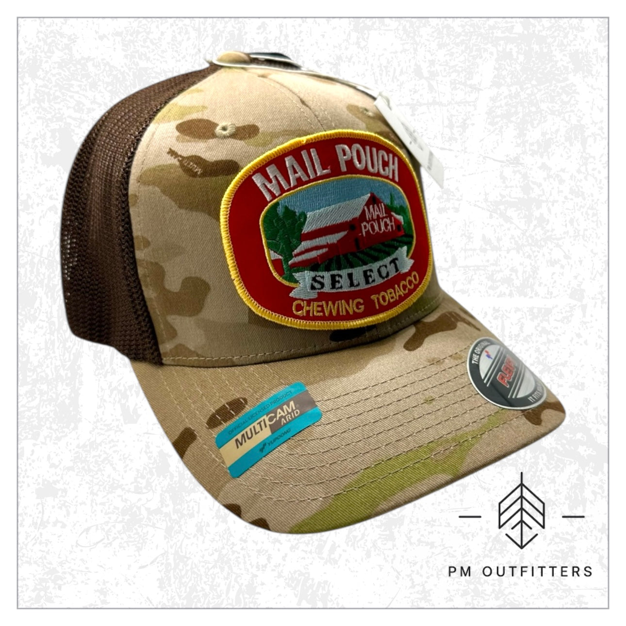 Vintage Mail Pouch Tobacco FlexFit Camo Trucker Hat