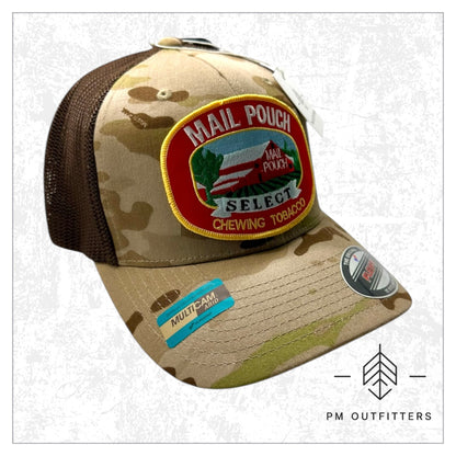 Vintage Mail Pouch Tobacco FlexFit Camo Trucker Hat