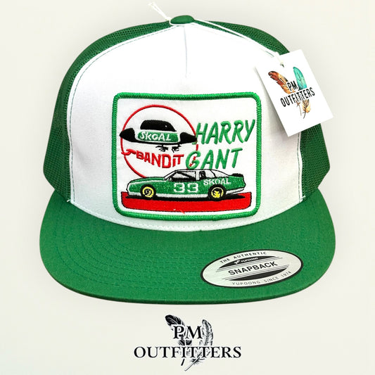 PM Outfitters Harry Gant Skoal Bandit Racing embroidered patch Yupoong 6006 green white trucker hat