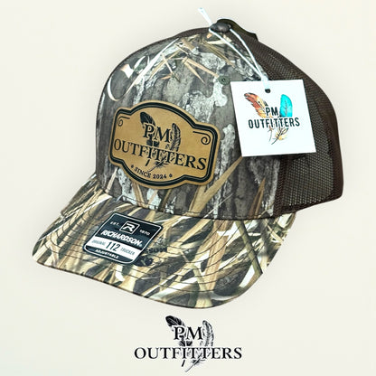 PM Outfitters Richardson 112 trucker hat interior tag detail