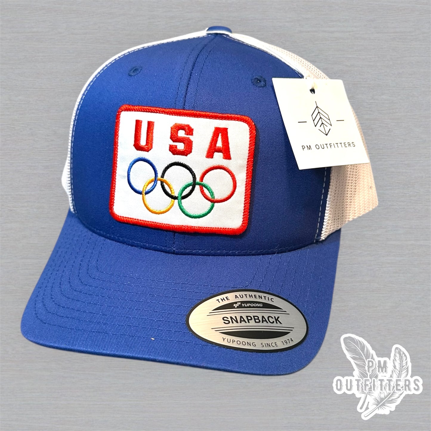 Team USA Olympics Trucker Hat - Retro Patch YP Classics 6601 Blue White
