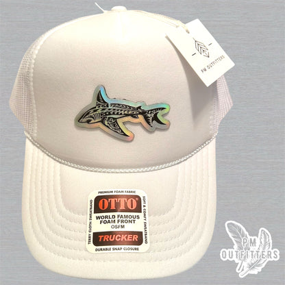 PM Outfitters Custom Design Holographic Tribal Shark Foam Rope Trucker