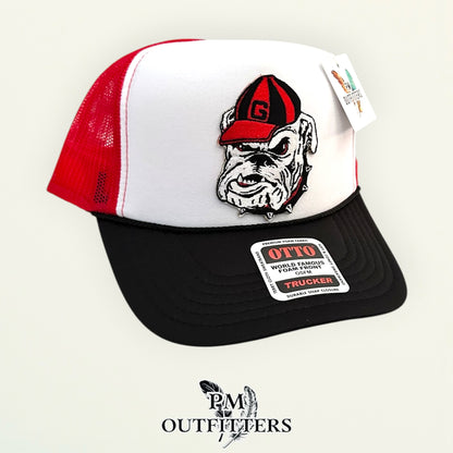 PM Outfitters Georgia Bulldogs retro G-cap patch Otto foam front rope red black white trucker hat