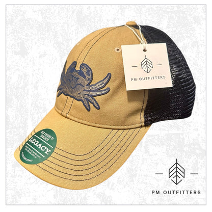 PM Outfitters Blue Crab Custom Design Low-Profile Meshback Hat