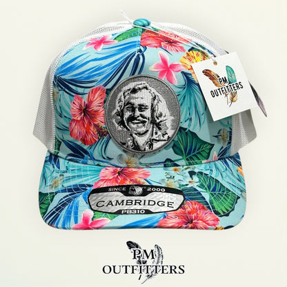Jimmy Buffett Embroidered Patch Hat – Pitbull Cambridge PB310 Mint Floral 5-panel Trucker | PM Outfitters