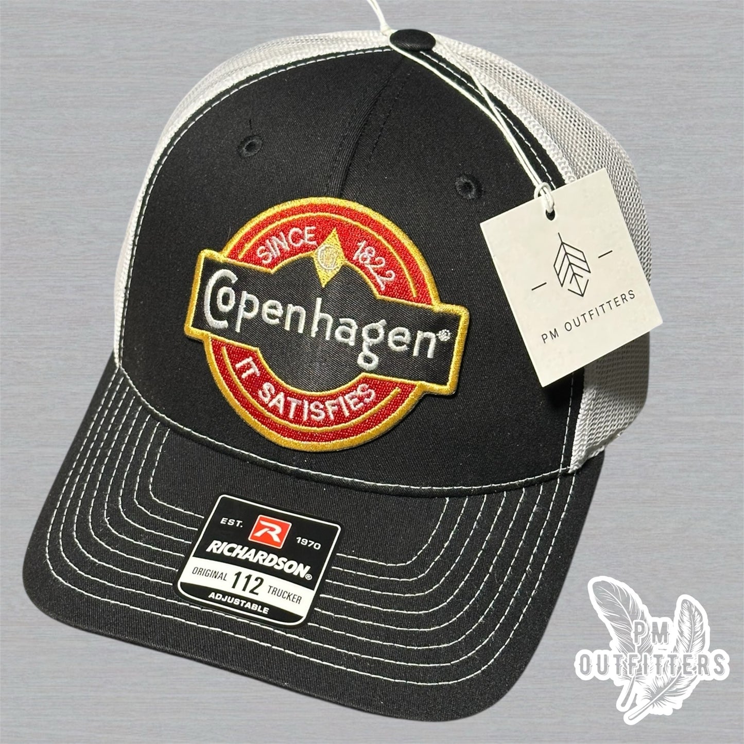 Black & White Richardson 112 Trucker Hat with Copenhagen Vintage Patch
