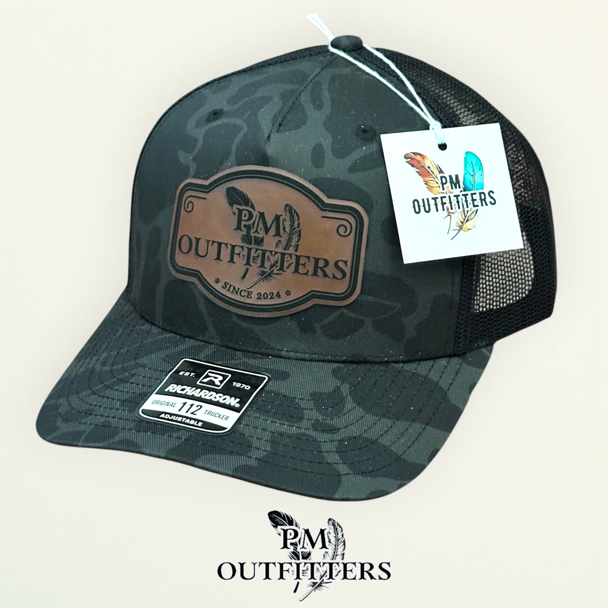 PM Outfitters trucker hat brown mesh back Sable Duck camo Richardson 112