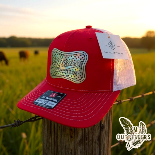 ‘Merica Custom Design Holographic Patch Trucker