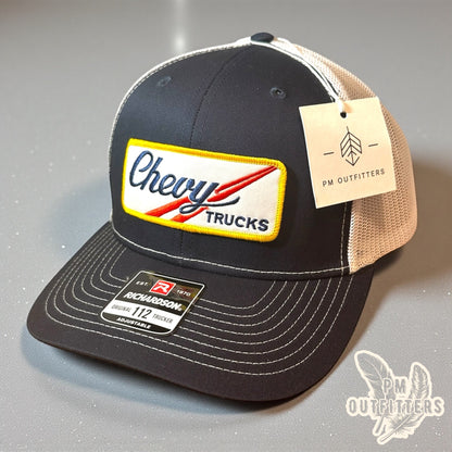 Vintage Chevy Trucks Trucker Hat - Navy & White Richardson 112