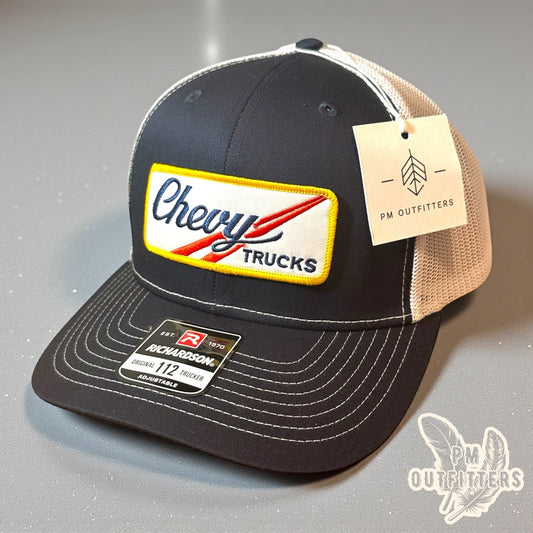 Vintage Chevy Trucks Trucker Hat - Navy & White Richardson 112