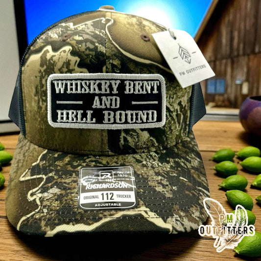 Whiskey Bent and Hell Bound Retro Realtree Excape Camo Trucker Hat