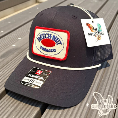 Beech-Nut Tobacco Vintage Patch Hat - Authentic 1970s-80s | Richardson 112 Navy White Rope