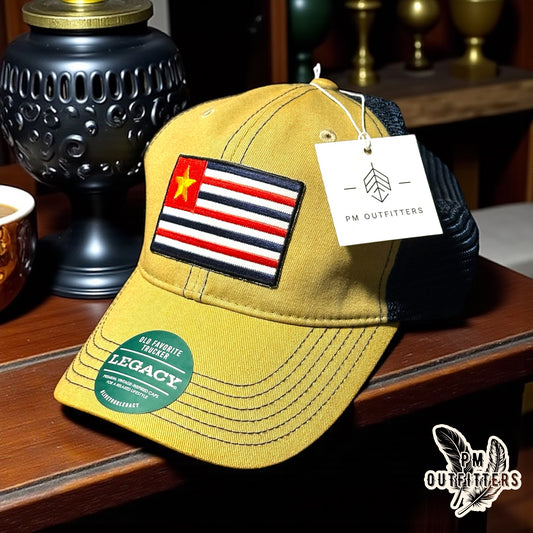Retro 1861 Louisiana State Flag Patch - Khaki & Navy Legacy Trucker Hat