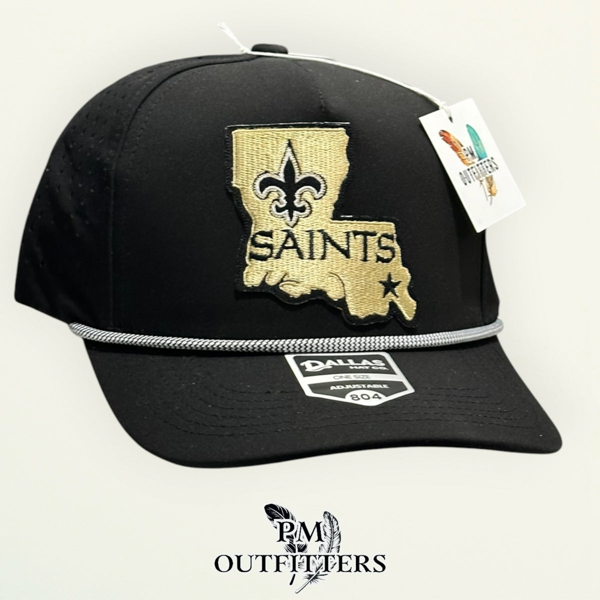 New Orleans Saints hat profile view black rope brim Dallas 804