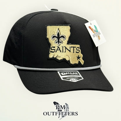 New Orleans Saints hat profile view black rope brim Dallas 804