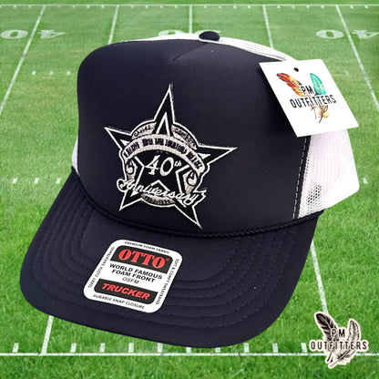 PM Outfitters Dallas Cowboys 40th Anniversary embroidered patch Otto foam front rope navy white trucker hat